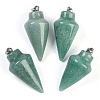 Natural Green Aventurine Gemstone Pointed Pendants G-K384-01P-01-1