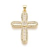 Brass Micro Pave Clear Cubic Zirconia Pendants KK-N268-91G-1