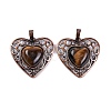 Natural Tiger Eye Peach Love Heart Pendants G-G158-01-01-1