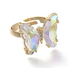 Adjustable Brass Glass Finger Rings LS-RJEW-P148-A01-12-2