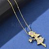 Brass Micro Pave Clear Cubic Zirconia Pendant Necklaces LS-NJEW-M084-01G-02-2