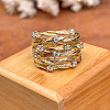 Brass Micro Pave Clear Cubic Zirconia Finger Rings WG34DCF-01-4