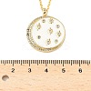 Brass Micro Pave Clear Cubic Zirconia Enamel Flat Round Moon Pendant Necklaces for Women NJEW-S449-03C-G-5