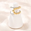 304 Stainless Steel Double Color Cuff Rings RJEW-S635-01GP-16-2