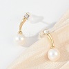 Round Brass Clear Cubic Zirconia Stud Earrings KK-D301-17G-1