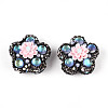 Flower Shape Polymer Clay Rhinestone Beads CLAY-U023-01H-1