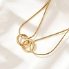 304 Stainless Steel Double Layer Snake Chain 2-Ring Link Necklaces NJEW-R017-01G-3