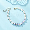 Handmade Flower Printed Porcelain Ceramic Beads & Shell Pearl Round Beaded Bracelets for Women BJEW-JB12709-1