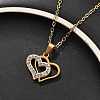 304 Stainless Steel Crystal Rhinestone Heart Pendant Cable Chain Necklaces for Women LS-NJEW-Z056-01B-G-2