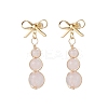 Natural Mixed Stone Bowknot with Round Dangle Stud Earrings EJEW-JE06780-3