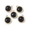 Natural Obsidian Faceted Flat Round Charms G-U028-03G-14-1