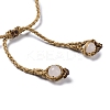 Natural Rose Quartz Bullet Braided Bead Bracelet BJEW-K225-01A-3