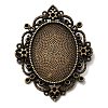 Tibetan Style Alloy Rhinestone & Oval Tray Cabochon Settings X-TIBEP-5436-AB-LF-1