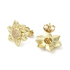 Brass Micro Pave Clear Cubic Zirconia Stud Earrings LS-EJEW-A036-02G-2
