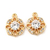 Brass Micro Pave Clear Cubic Zirconia Charms KK-Z057-04G-1
