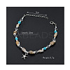 Bohemian Style Natural Shell & Synthetic Turquoise Beaded Anklets Alloy Starfish Charm Anklets for Summer Beach WG85091-01-2