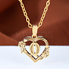 Brass Rose Flower Heart with Letter Pendant Cable Chain Necklaces FS-WG42461-17-1