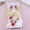 Cute Unicorn Alloy Plastic Children's Beaded Necklace & Bracelet & Cuff Ring & Clip-on Earring Jewelry Sets for Girl's FS-WGF4311-07-1