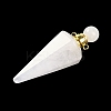 Natural Quartz Crystal Faceted Cone Openable Perfume Bottle Big Pendants G-L524-18G-11-2