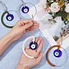 4Pcs 4 Colors Handmade Woven Cotton Thread with Turkish Glass Evil Eye Wall Hanging Ornament HJEW-FH0001-63-4