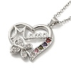 Mother's Day Brass Micro Pave Cubic Zirconia Heart Pendant Necklaces NJEW-R263-03B-P-1
