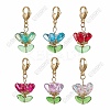 6Pcs Glass Flower Pendant Decorations HJEW-SZ00011-1