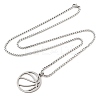 201 Stainless Steel Laser Cut Basketball Pendant Box Chain Necklaces for Women Men NJEW-Q004-04P-4