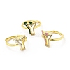 Mixed Color Enamel Initial Letter Adjustable Ring with Clear Cubic Zirconia RJEW-P045-01G-Y-1