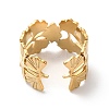 Ion Plating(IP) 304 Stainless Steel Gingko Leaf Open Cuff Ring for Women RJEW-K245-42G-2