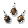 Natural Tiger Eye Oval Pendants G-NH0025-15P-10-1