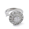 Flat Round Rotatable Open Cuff Rings for Women RJEW-S402-08P-2