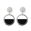 304 Stainless Steel Plastic Dangle Stud Earrings EJEW-Z089-16P-4