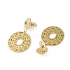 Natural Turquoise & 304 Stainless Steel Rope Disc Dangle Stud Earrings for Women EJEW-G390-05G-02-2
