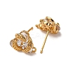 Brass Pave Clear Cubic Zirconia Stud Earring Findings KK-Z121-08G-2