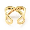Cubic Zirconia Criss Cross Open Cuff Ring X-RJEW-E046-23G-01-3