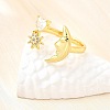 Ocean Theme Brass Micro Pave Cubic Zirconia Cuff Rings for Women RJEW-F184-17C-G-3