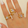 304 Stainless Steel Cubic Zirconia Cuff Rings Sets for Women FS-WG503C7-17-1