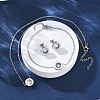Flat Round 304 Stainless Steel Cubic Zirconia Pendant Necklaces & Bracelets & Stud Earrings Sets for Women SJEW-C004-19P-1
