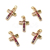 Cross Brass Micro Pave Colorful Cubic Zirconia Pendants X-KK-G419-29G-1