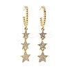 C-Shape with Stars Cubic Zirconia Dangle Stud Earrings EJEW-E167-10G-1