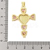 Rack Plating Brass Micro Pave Cubic Zirconia Heart Shape Virgin Mary Cross Pendant KK-S380-44C-G-3