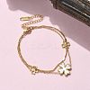 304 Stainless Steel Shell Pearl Pendant Multi-strand Bracelets BJEW-U028-01G-1