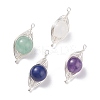 Natural Stone Copper Wire Wrapped Connector Charms PALLOY-JF01377-01-1