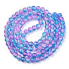 Two-Tone Crackle Baking Paint Transparent Glass Beads Strands X-CCG-T004-8mm-03-3