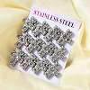 6 Pairs 304 Stainless Steel Cubic Zirconia Cross Stud Earrings EJEW-P330-01P-1