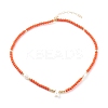 Natural Shell Initial Pendant Necklaces NJEW-JN03405-3