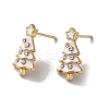 Enamel Christmas Tree Alloy Glass Rhinestone Stud Earrings for Women EJEW-E284-04LG-1
