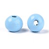 Spray Painted Round Natural Schima Wood Beads LS-WOOD-A018-8mm-18-2