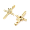 Rack Plating Brass Micro Pave Clear Cubic Zirconia Pendants KK-Z064-22G-2