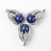 Eagle Claw Alloy Natural Lapis Lazuli Pendants G-L455-A17-1